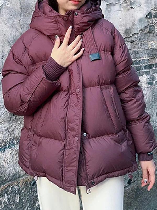 Avropa üslubunda qadınlar üçün böyük ölçülü başlıqlı pambıq yastıqlı gödəkçə, 2026-cı ilin payız və qış yeni modası, Koreya üslubunda boş və isti gödəkçə, gündəlik palto.