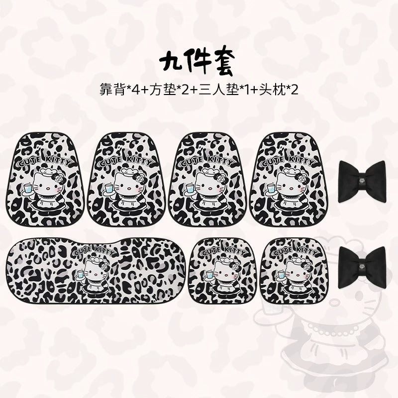 Cizgi filmi Hello Kitty avtomobil oturacağı yastığı, bütün fəsillər üçün uyğundur, qadınlar üçün şirin oturacaq örtüyü, yay havalandırması, SUV oturacaqları üçün soyutma döşəyi