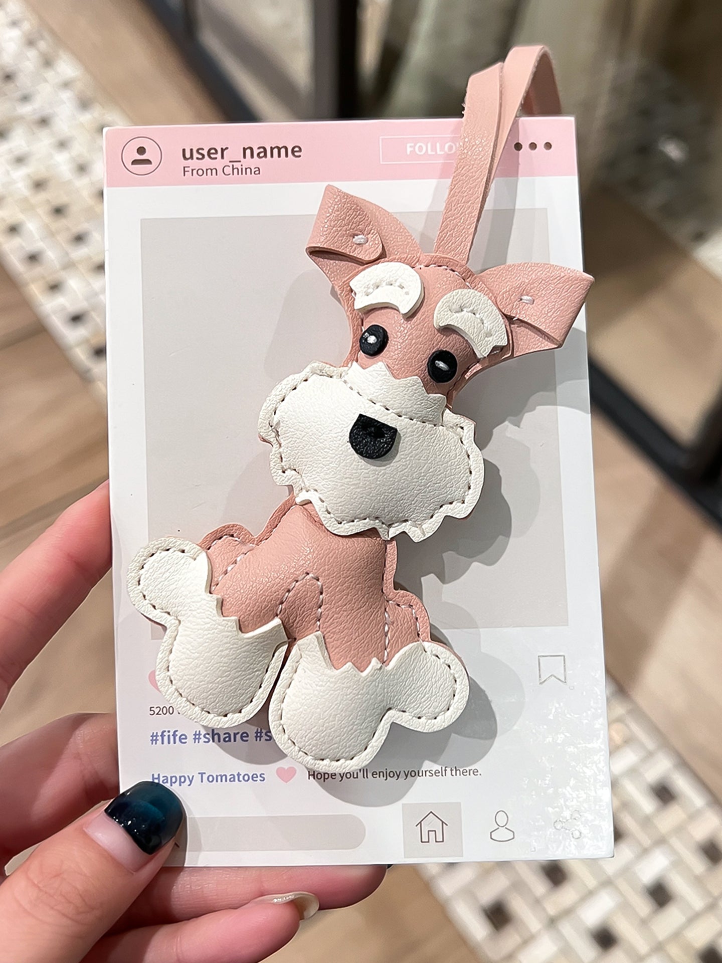 Schnauzer puppy dog ​​cute cartoon car key chain, leather necklace, bag scarf, women new style, 2025.