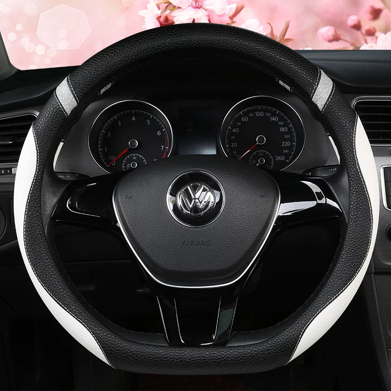 Volkswagen Beetle, CC, Tiguan L, Golf 7, T-Roc All Season D-Type Steering Wheel Cover, Anti-Slip Car Gear Cover