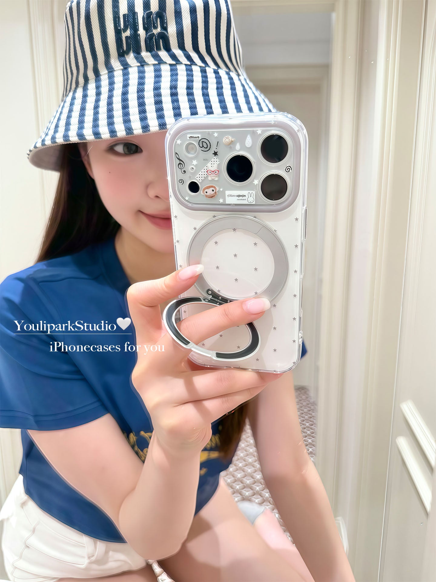 Yuri Park ins sevimli ulduz notu dovşan fırlanan maqnit stend 17 17pro Apple 17ProMax mobil telefon qutusu iPhone16 hər şey daxil 14 yeni 16Promax qoruyucu qutu