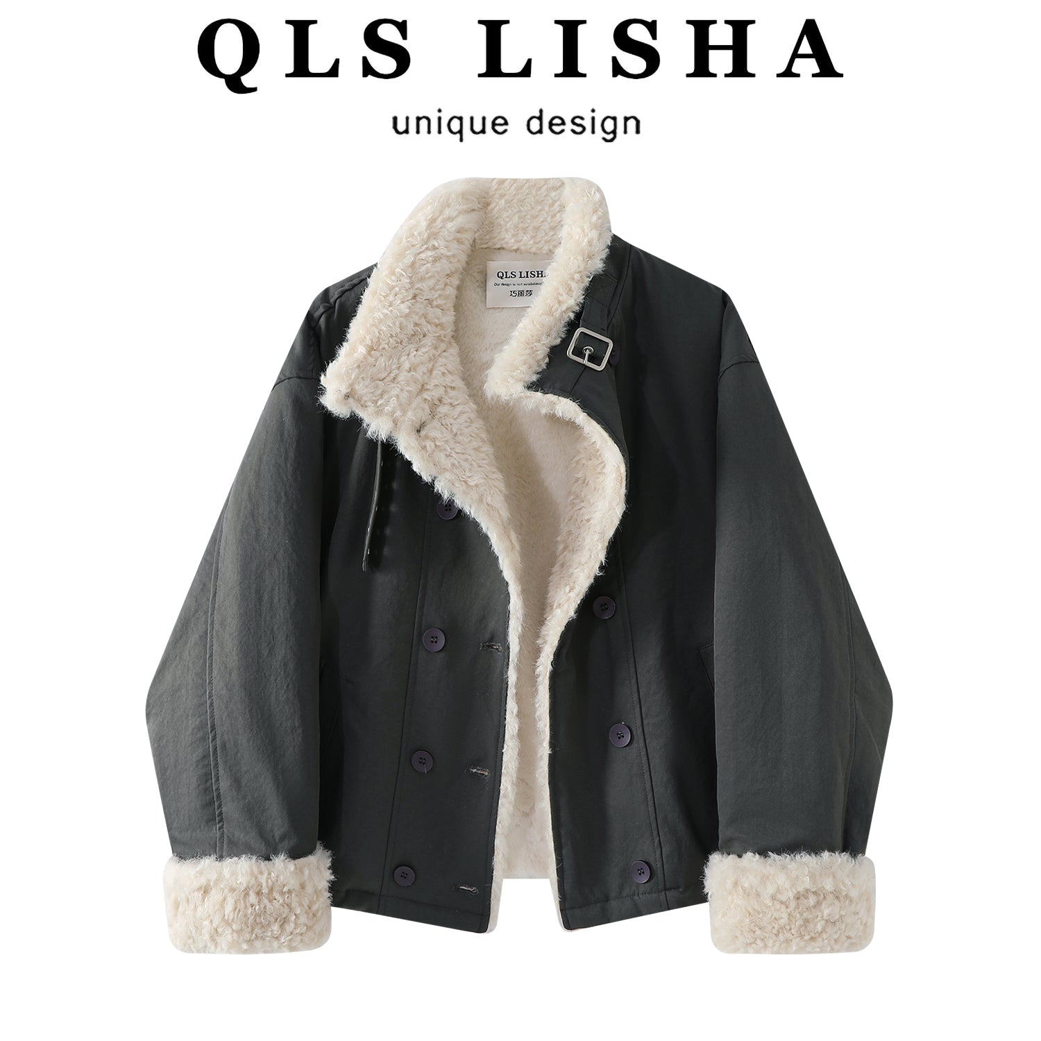 Chalisa Lambswool Parka Qadın Topu, Payız və Qış, Yun astarlı, Qalın, Super Şirin Retro İş Geyimi Pambıq Yastıqlı Gödəkçə