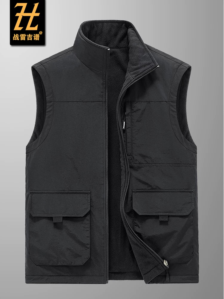 Çoxlu cibli, yun astarlı, böyük ölçülü, payız/qış üslubunda, geri çəkilə bilən kişi idman və açıq hava jileti