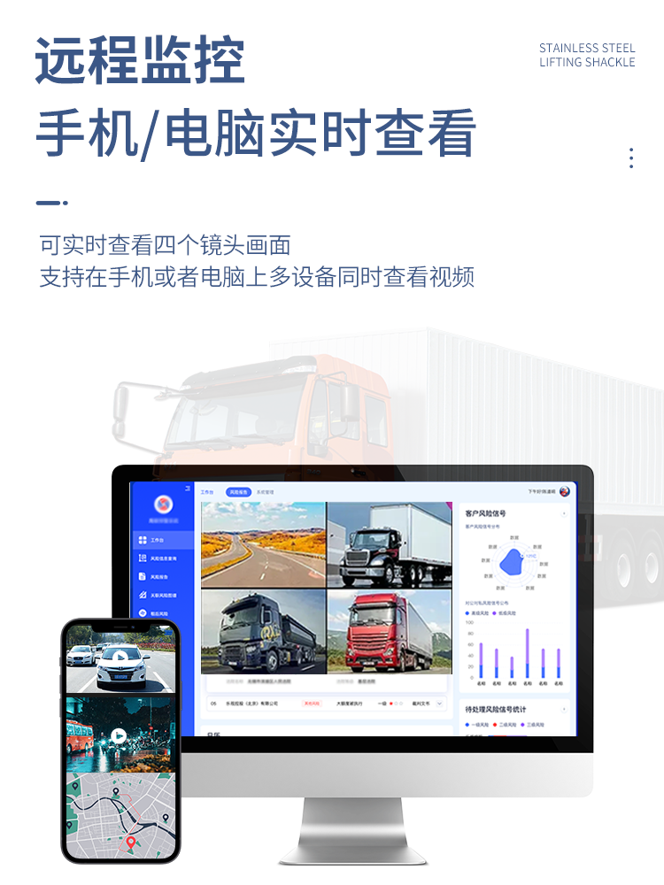 4G remote positioning truck 5-channel/6-channel transmission camera, all in one, high-definition night vision system, 24V anti-drowsiness and fatigue.