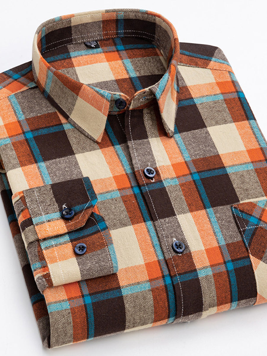 Paul 100% Pambıq Kişilər üçün Fırçalanmış Uzunqol Köynək, Gənc və Orta Yaşlı Kişilər üçün Gündəlik Pambıq Dama-dama Köynək, Böyük Ölçülü Kişi Geyimləri