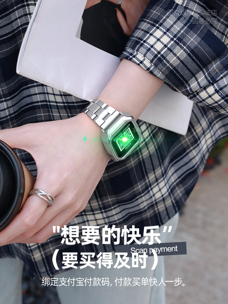 Huaqiangbei saatı qadınlar üçün ağıllı saat NFC ürək dərəcəsi Bluetooth telefonu UItra polad bandlı cütlük kişilər üçün idman qolbağı