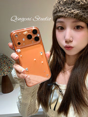 Yüngül şəffaf üçölçülü gümüş sevgi rhinestone Apple 17promax cib telefonu qutusu iphone16pro yeni 15 qadın modeli 14 sadə yüksək səviyyəli niş yüksək dəqiqlikli qabıq hər şey daxil sərt qabıq
