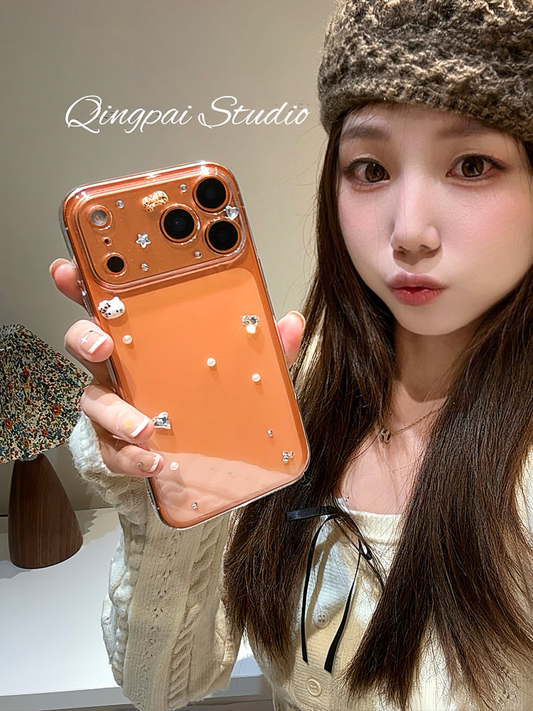 Yüngül şəffaf üçölçülü gümüş sevgi rhinestone Apple 17promax cib telefonu qutusu iphone16pro yeni 15 qadın modeli 14 sadə yüksək səviyyəli niş yüksək dəqiqlikli qabıq hər şey daxil sərt qabıq