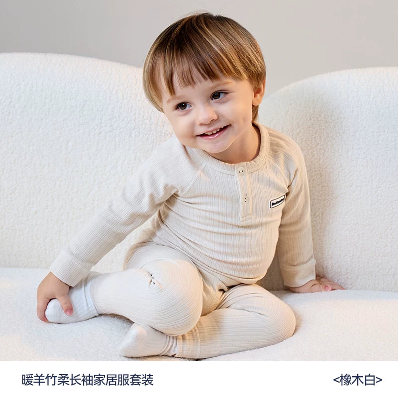 Domiamia Uşaq Pijama Dəsti, Bambuk Lifli Yun Körpə Altlığı, Payız/Qış