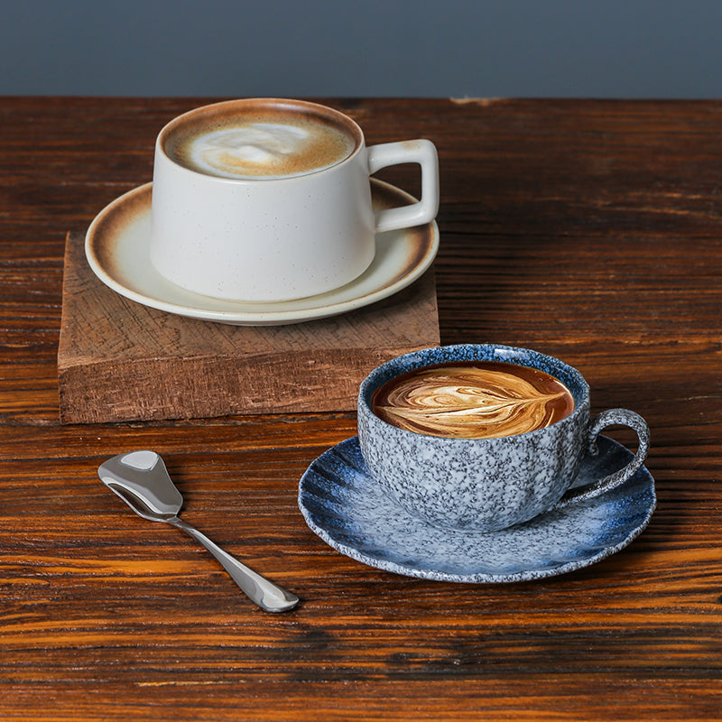 Yapon keramika retro qəhvə fincanı və nəlbəki dəsti yaradıcı latte sənəti üçün xüsusi latte fincanı sadə ev yüksək səviyyəli incə