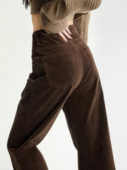 Qadınlar üçün qəhvəyi və qəhvəyi rəngli arıqladıcı məxmər düzbucaqlı şalvar, payız və qış, flis astarlı, armud formalı böyük ölçülü şnil genişbucaqlı gündəlik şalvar