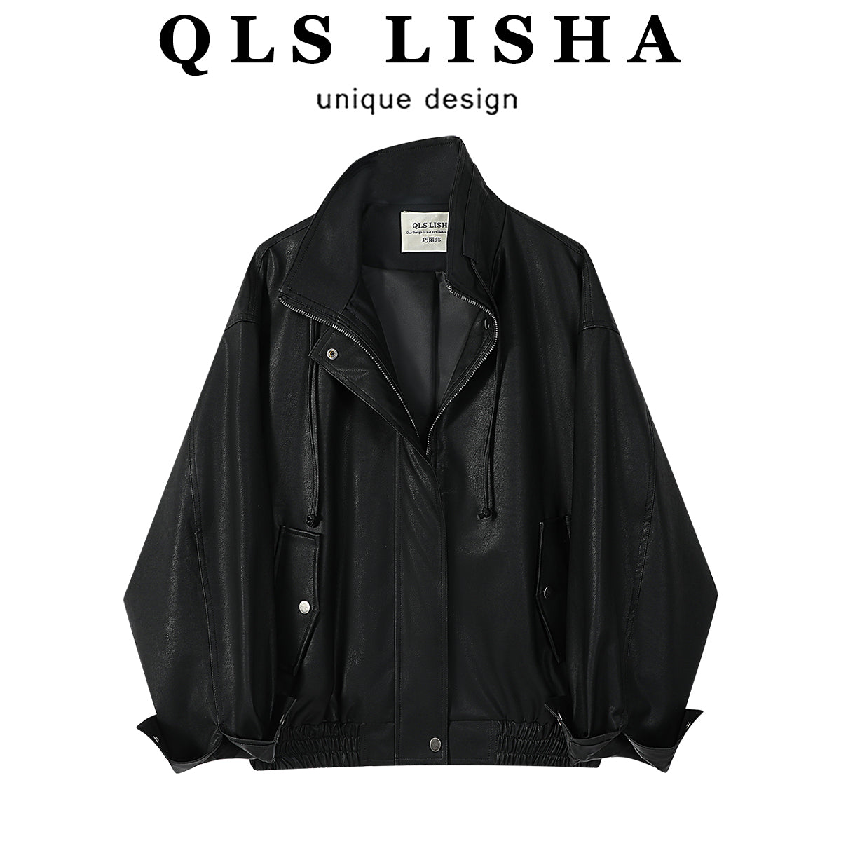 Cholisa-nın qadınlar üçün unikal qara dəri gödəkçəsi, 2026-cı il üçün yeni yaz/payız modası, qısa, çox populyar, dəbli və şık boş gödəkçə.