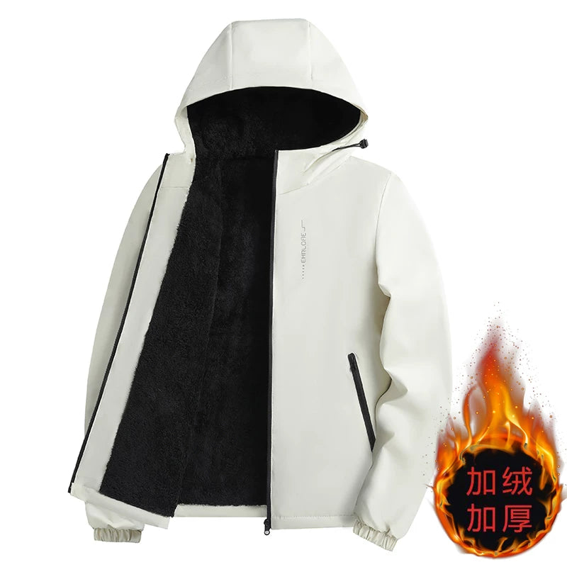 Yun astarlı, qalınlaşdırılmış kişi payız və qış paltosu, gündəlik, çoxfunksiyalı, kapşonlu gödəkçə, külək keçirməyən, suya davamlı, açıq hava kişi geyimləri, külək keçirməyən gödəkçə