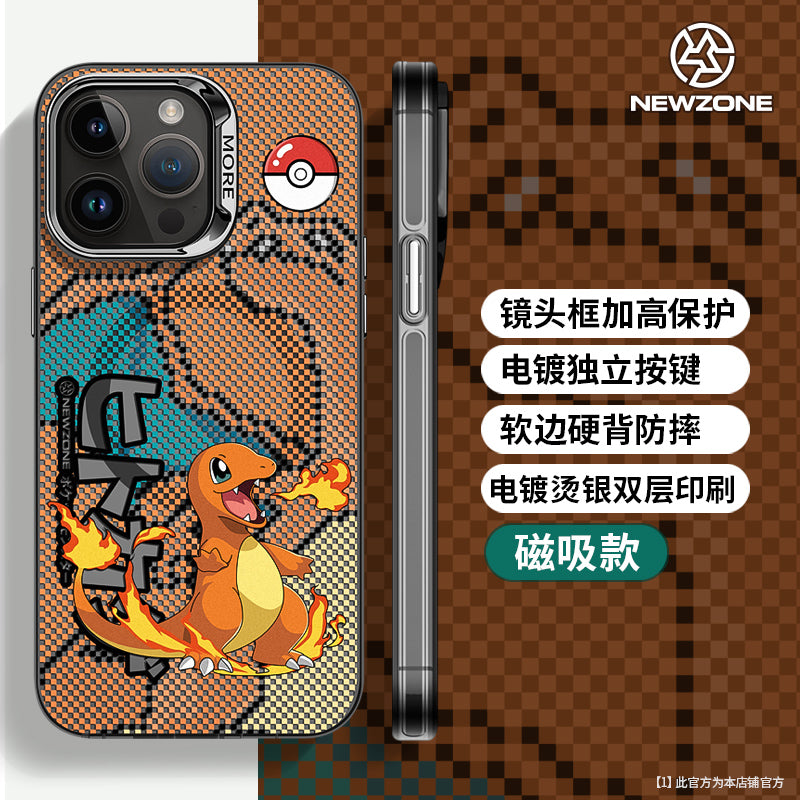 iPhone 15 Pro, Pokémon Apple 14, Gengar IP 13pm, Pikachu 12pro Max və düşmədən qorunmaq üçün yeni MagSafe Pokémon 16 buzlu korpusu üçün yeni Zone uyğun maqnit telefon korpusu.