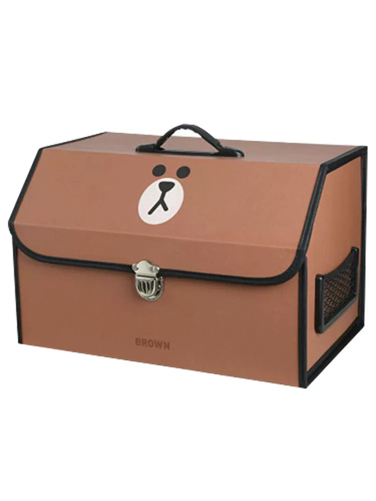 LINE FRIENDS Car Trunk Storage Box, Folding Organizer, Universal Car Decoration Cartoon Storage Box