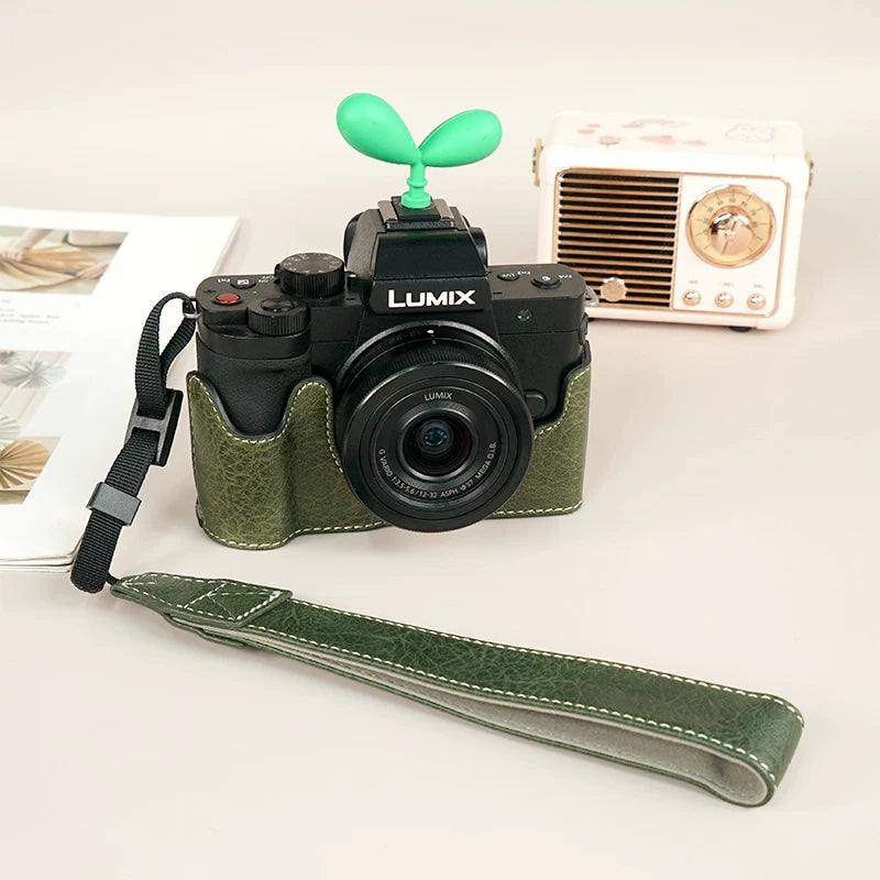 Panasonic g100d qoruyucu qutu g100k kamera çantası üçün uyğundur Lumix g100 kamera bazası retro kamera çiyin qayışı aksesuarları g100d kamera qoruyucu qutu yarım çanta bazası aşınmaya davamlı və cızıqlara davamlıdır