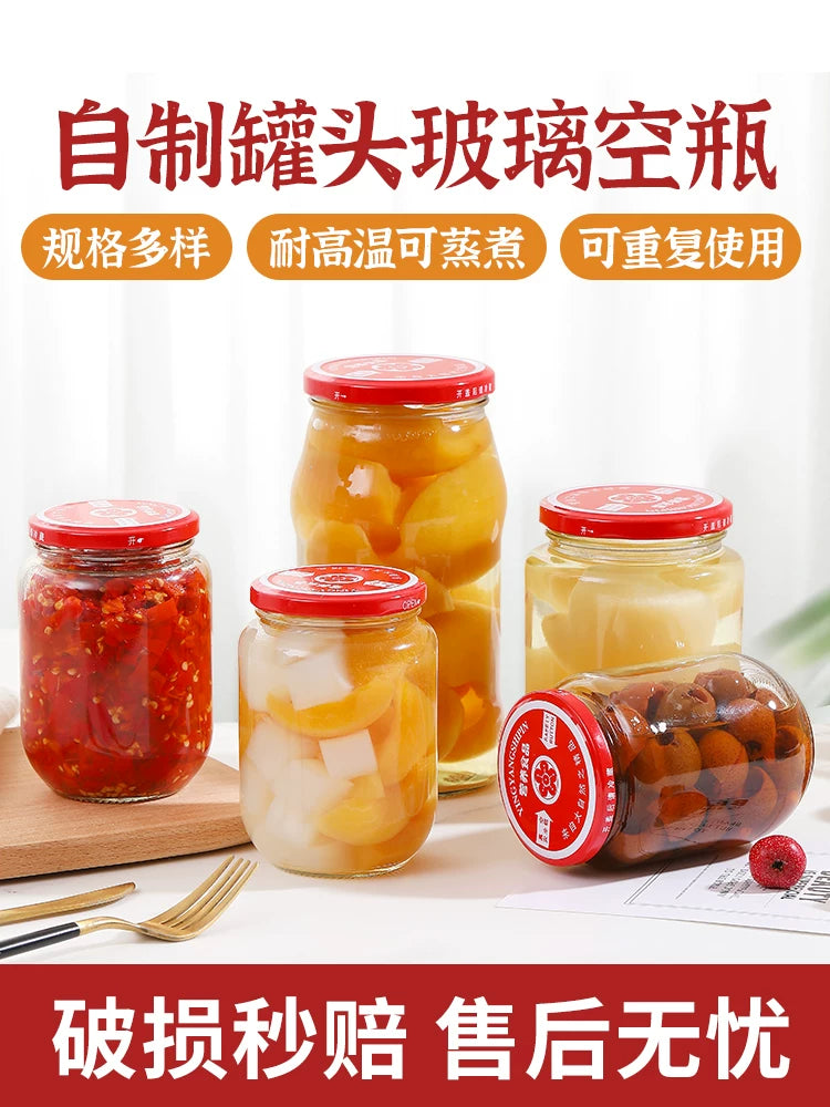 Yüksək temperatura davamlı konserv şüşəsi, qapaqlı boş şüşə, şüşə butulka, dönə bilən tomat pastası, möhürlənmiş banka, boş şüşə, qida dərəcəsi boş
