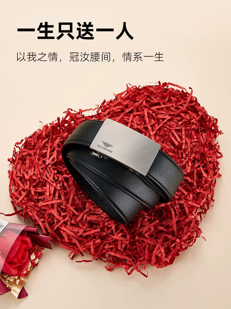 Falmani kişi üçün avtomatik toqqalı təbii dəri kəmər, biznes üslubunda, daxili toqqa, yüngül lüks, kişi üçün təbii dəri kəmər, sevgili üçün hədiyyə.