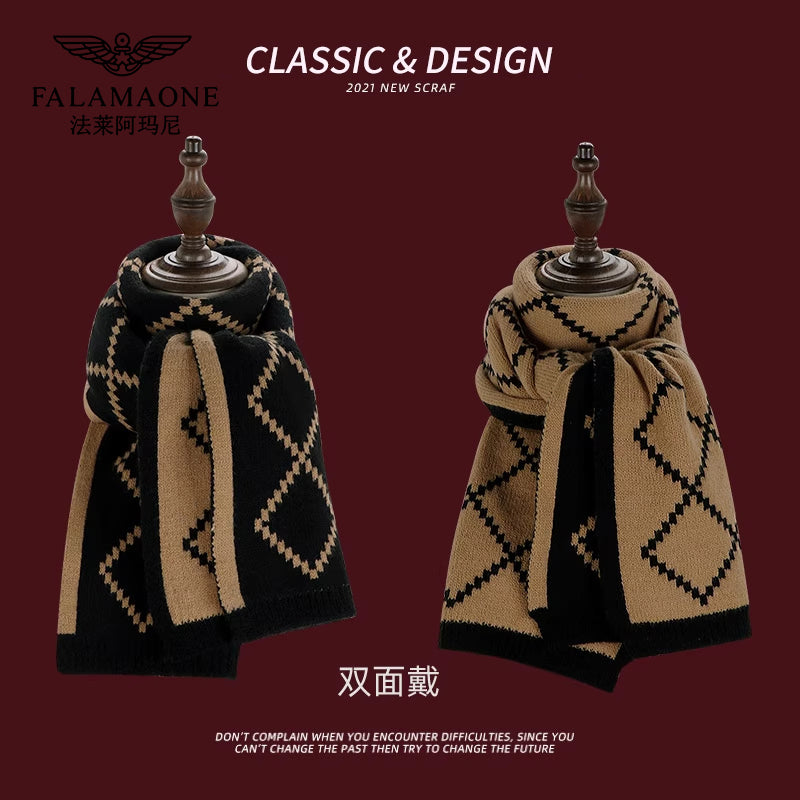 Fala Armani Women's Scarf 2025 New Autumn and Winter Multifunctional High Cheap Collar Warm Thickened Checkered Shawl