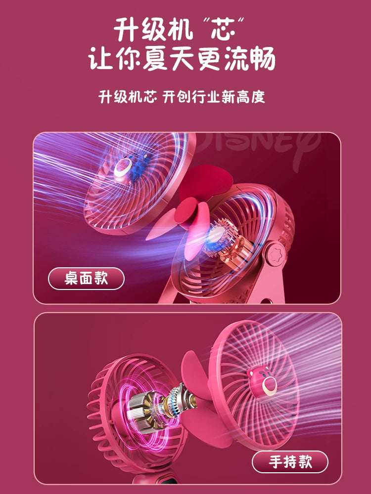 2026 Yeni Disney Seriyası Çiyələk Ayı Qarışığı Masaüstü Kiçik Fan Cüt Hədiyyə Ultra Səssiz Kiçik Portativ USB Əl İnternet Məşhur Elektrik Fan Stolusu Tələbə Yataqxanası Ofis Mini