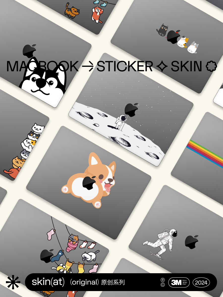 SkinAT Apple kompüteri üçün uyğundur qoruyucu qab filmi MacBook Air15 M4 qoruyucu film stikeri əyləncəli cizgi filmi şəffaf film Mac Pro14 M5 yapışqan qoymadan müalicəvi sevimli heyvan stikeri