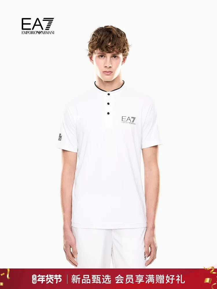 EMPORIO ARMANI EA7 Fall/Winter Men's Three-Button Stand-Up Short-Sleeve Tennis Polo Shirt