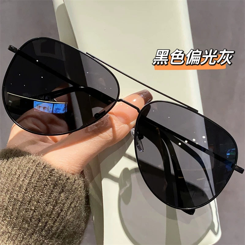 Kişilər üçün Aviator günəş eynəyi, yüksək səviyyəli, anti-UV, sürücülük üçün polarizasiyalı gün eynəkləri, toad eynəkləri