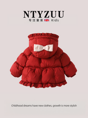 NTYZUU UK Qızlar üçün pambıqla örtülmüş qış gödəkçəsi, şık körpə gödəkçəsi, qalın və isti körpə pambıqla örtülmüş gödəkçə