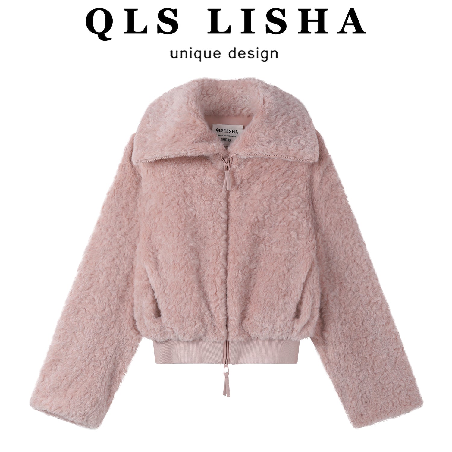 Qadınlar üçün Chola çəhrayı rəngli təmtəraqlı qısa palto, qış üçün yüksək keyfiyyətli isti qalın, ekoloji cəhətdən təmiz xəz və quzu yunundan hazırlanmış top