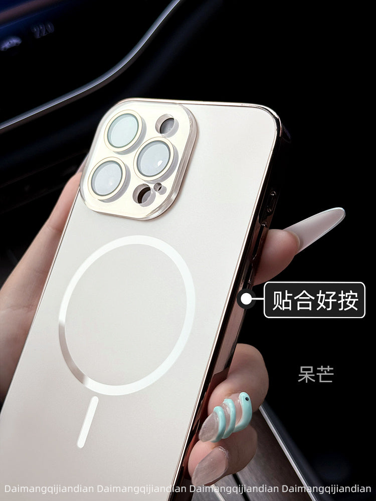 Apple 16ProMax üçün uyğun elektrokaplama yüksək səviyyəli hər şey daxil, incə maqnit 14 maqnit emiş iPhone13 yeni 17e qutusu 15Plus obyektiv yüksək səviyyəli niş 12Pro unikal toqquşmayan üslub 11