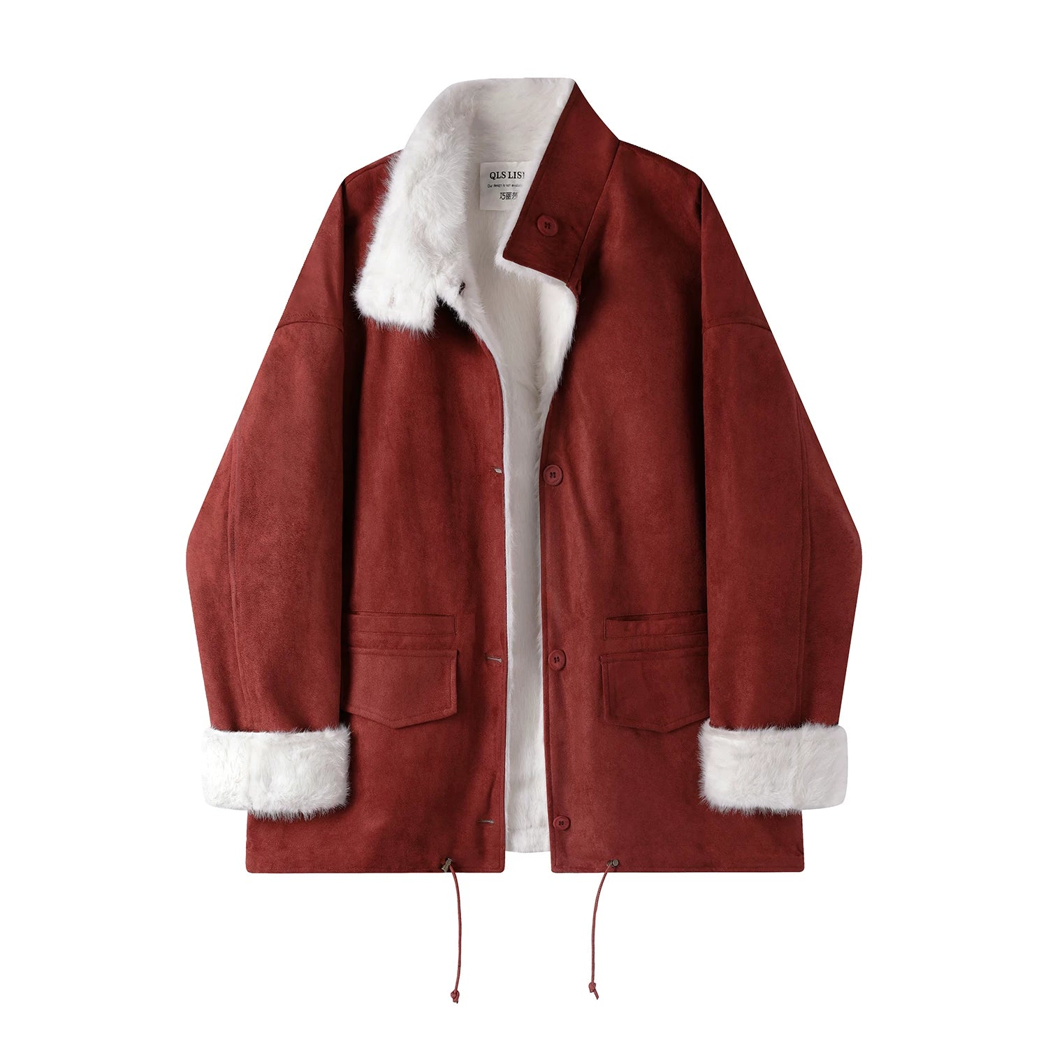 Cholisa Orta Uzunluqlu Geri Dönən Quzu Yunlu Palto, 2026 Yeni Model, Dəbli Qadın Geyimləri, İsti və Xəz Astarlı