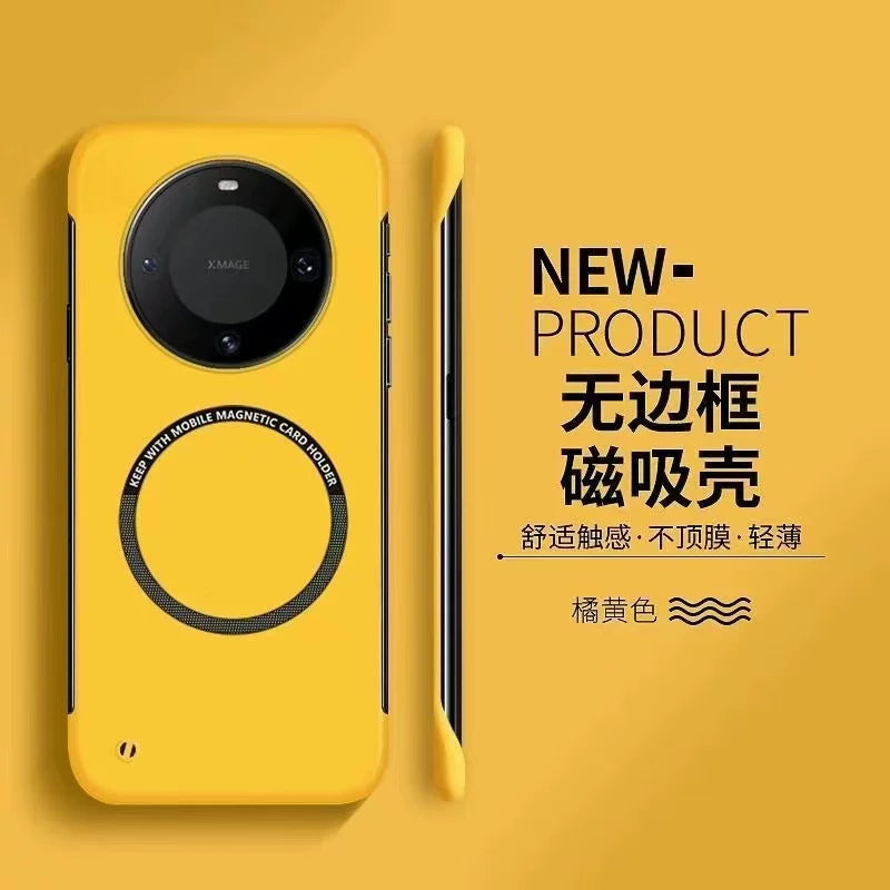 Huawei mate80/70/60/50/40/pro/mobil telefon qutusu üçün uyğundur maqnit çərçivəsiz mete30/Epro/pro yarım paket düşməyə qarşı 20/por ultra nazik sərt qabıqlı kişi dəri versiyası qoruyucu örtük