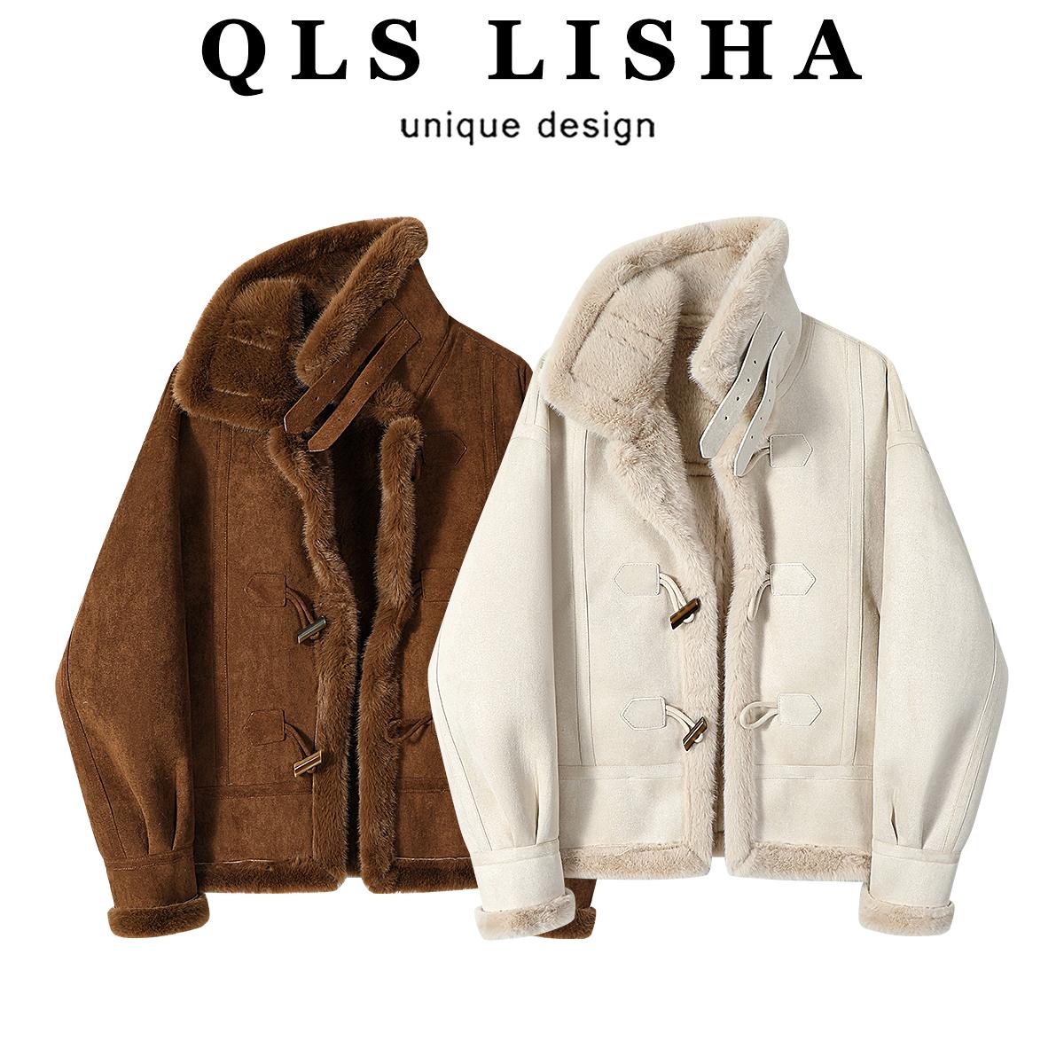 Cholisa Qoyun Dərisindən Qısa Yun Astarlı Qalın Palto, Payız və Qış, Zərif və Yüksək Seçimli Top