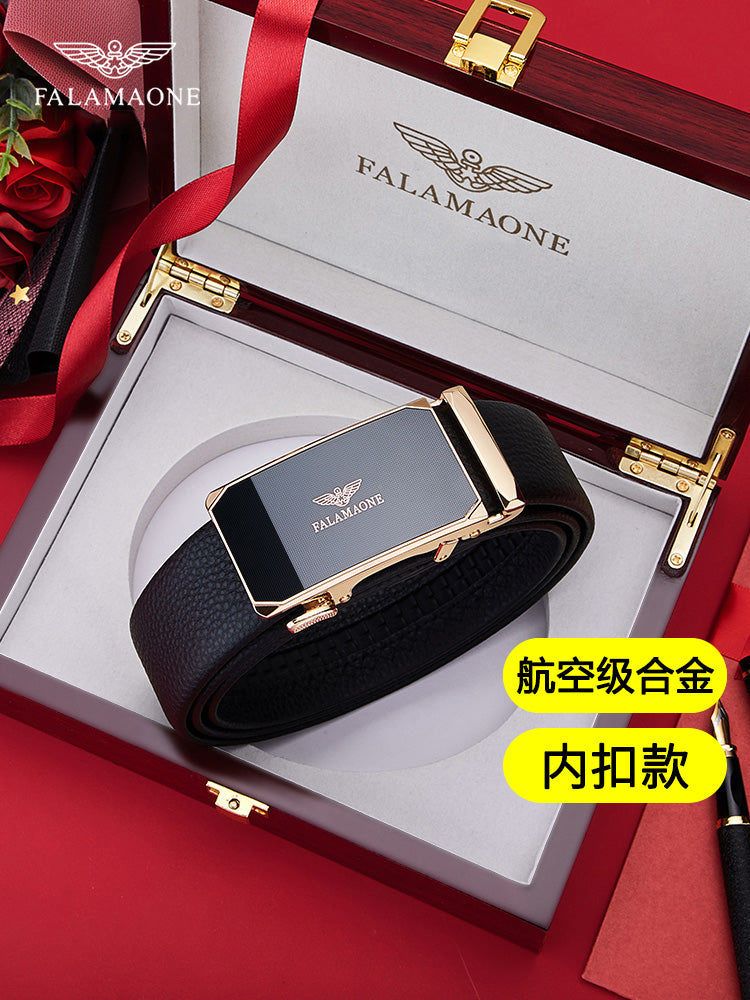 Falman Armani Kişilər üçün Orijinal Dəri İkiqat Toka Avtomatik Toka Saf İnək Dərisi Dəri Şalvar Kəmər - Sevgili Üçün Hədiyyə