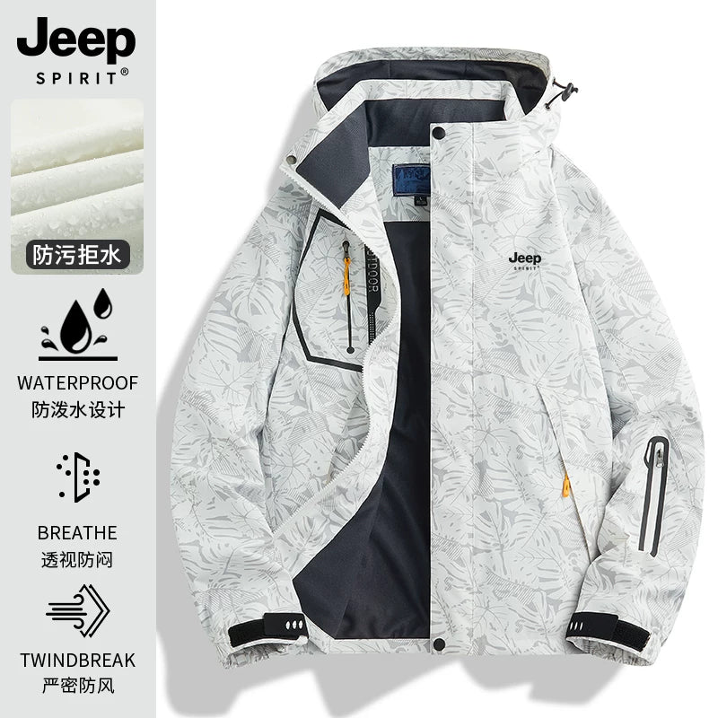 JEEP Kişilər üçün 2025-ci il Yeni Model Yaz, Payız və Qış Üçlü Birdə Yun Astarlı Qalın Kişi Üst Geyimləri