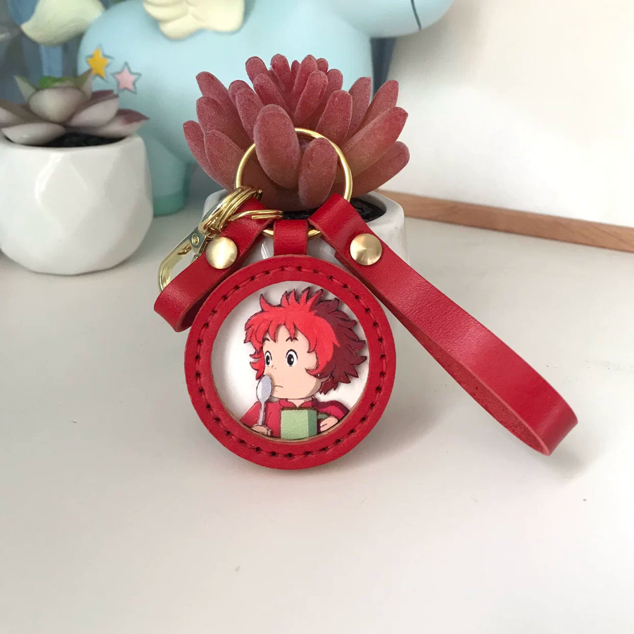 Ponyo Sosuke açar zənciri, əl işi, yaradıcı, fərdiləşdirilmiş avtomobil açarı kulonu, çanta şarfı, cütlüklər üçün ad günü hədiyyəsi.