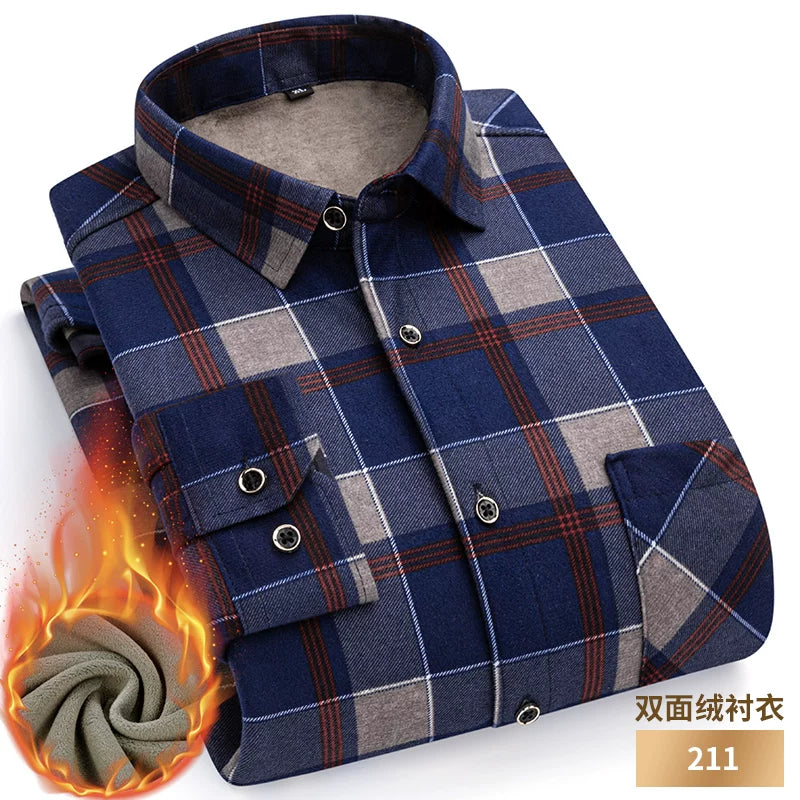 Paul Winter Kişilər, Orta Yaşlı və Yaşlılar üçün İsti Uzunqol Köynək, Gündəlik, Yun Astarlı, Qalın, Böyük Ölçülü Dama-dama Köynək