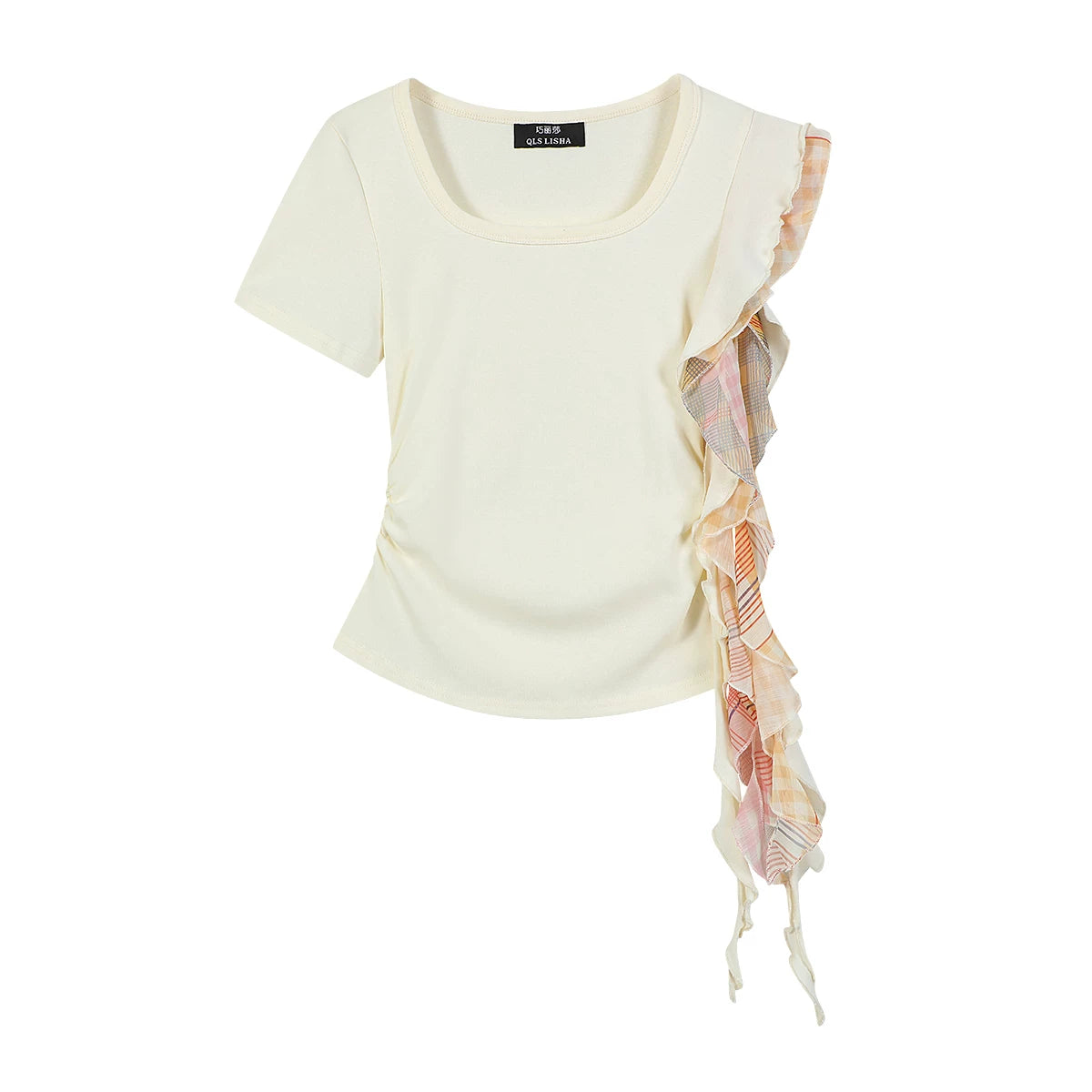 Cholisa-nın asimmetrik topu özünəməxsus dizayna, kiçik ölçülü üsluba malikdir və yay üçün idealdır. Kvadrat yaxa, düz çiyinlər, incə oturuş və qısa qolları ilə çox şık və cəlbedici bir köynək halına gətirir.