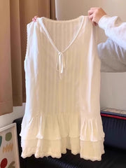 Böyük ölçülü qadınlar üçün krujeva ilə işlənmiş tort ətəyi, geniş formalı, çoxfunksiyalı qat-qat geyimli, yay üçün qolsuz köynək.