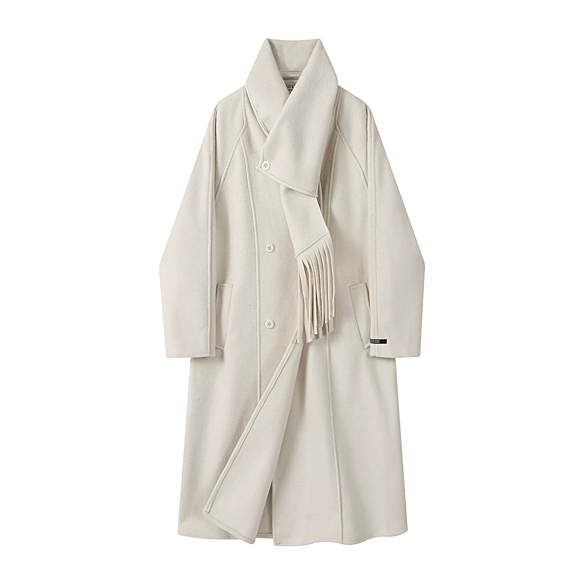 Chola Lisa Koreya üslubunda qadınlar üçün rahat və zərif boz yun palto, payız və qış üçün super gözəl uzun yun palto