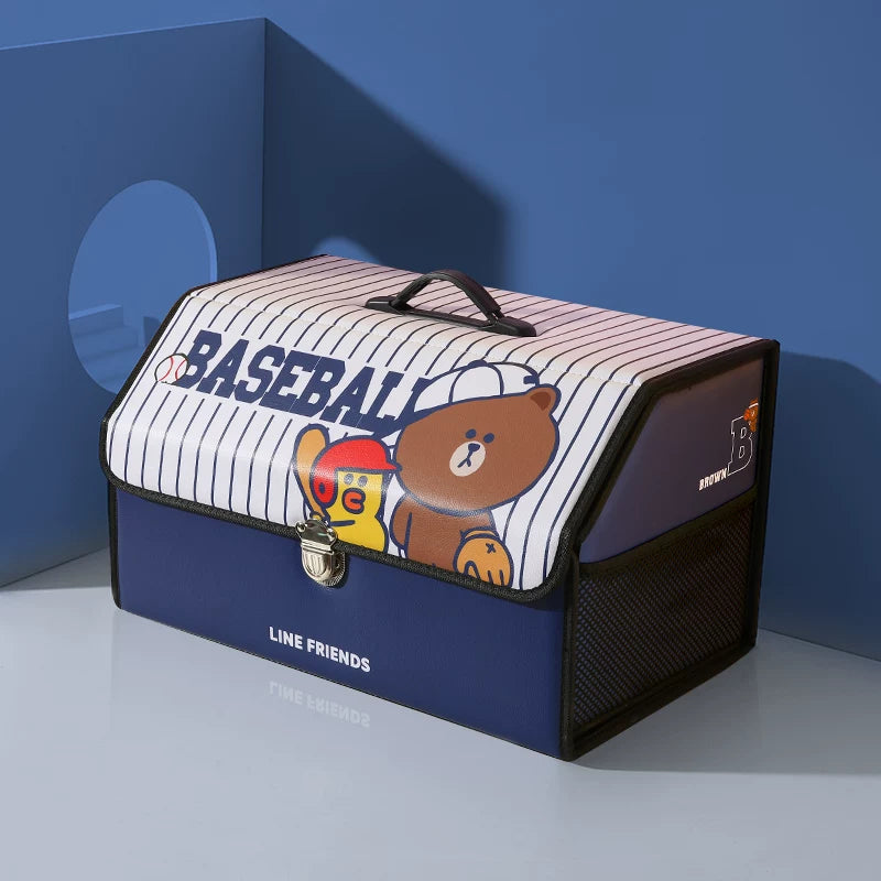 LINE FRIENDS Car Trunk Storage Box, Folding Organizer, Universal Car Decoration Cartoon Storage Box