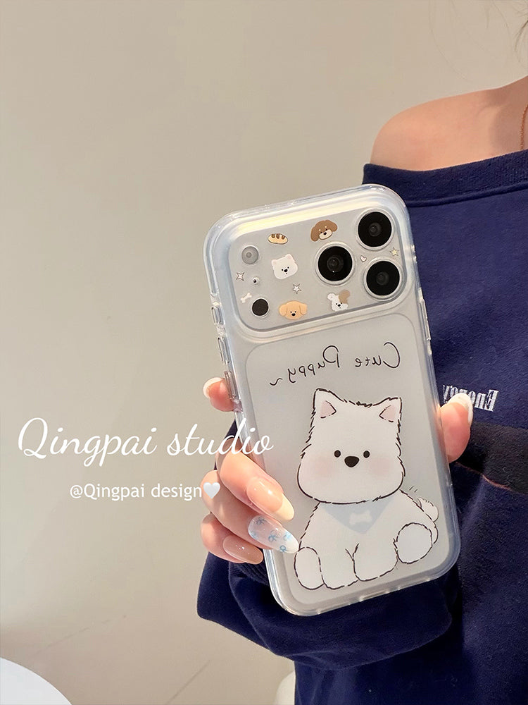Yüngül şəffaf sevimli cizgi filmi West Highland balası Apple 17promax mobil telefon qutusu iphone16pro yeni 15promax qadın 17pro ikiqat qabıq 15pro hər şey daxil sərt qabıq üçün uyğundur