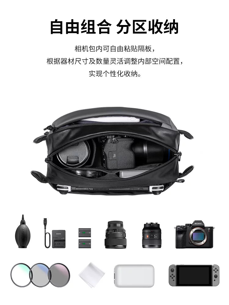 KFCONCEPT Zhuoer kamera çantası çiyin sinə çantası fotoqrafiya çantası Fuji güzgü xs20 qoruyucu örtük rəqəmsal kamera çarpaz bədən çantası səyahət velosipedi üçün daşıma çantası aksesuarları Canon R8r50 bel çantası