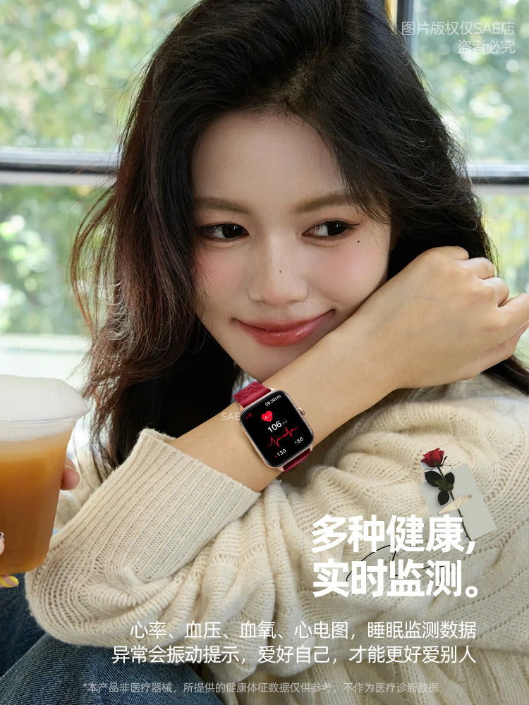 Qızlar üçün ağıllı saat, çoxfunksiyalı, zəng etmək və qəbul etmək, sağlam ürək döyüntüsü idman qolbağı, Xiaomi və Apple mobil telefonlarına uyğundur