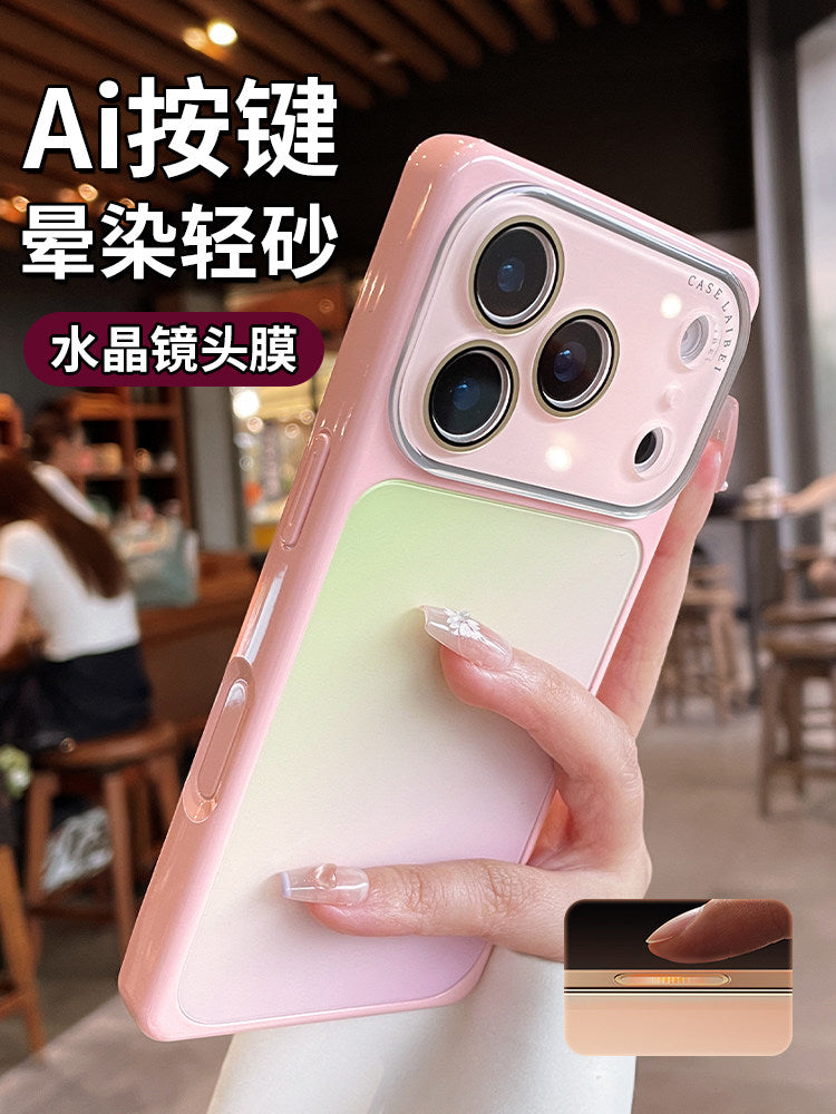 Apple 17ProMax mobil telefon qutusu, yeni iphone17 kvadrat gradient narıncı dəniz lensi hərtərəfli qoruyucu örtük, sadə buzlu 16 yüksək səviyyəli kişi və qadın cüt qabıq 15hui 14 üçün uyğundur