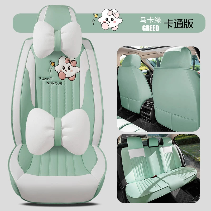 Şirin avtomobil oturacağı yastıqları, tam örtüklü oturacaq üzləri, yeni stil, hər fəsil üçün, hərtərəfli, yüksək səviyyəli ilahə oturacaq yastıqları, avtomobil oturacağı üzləri.