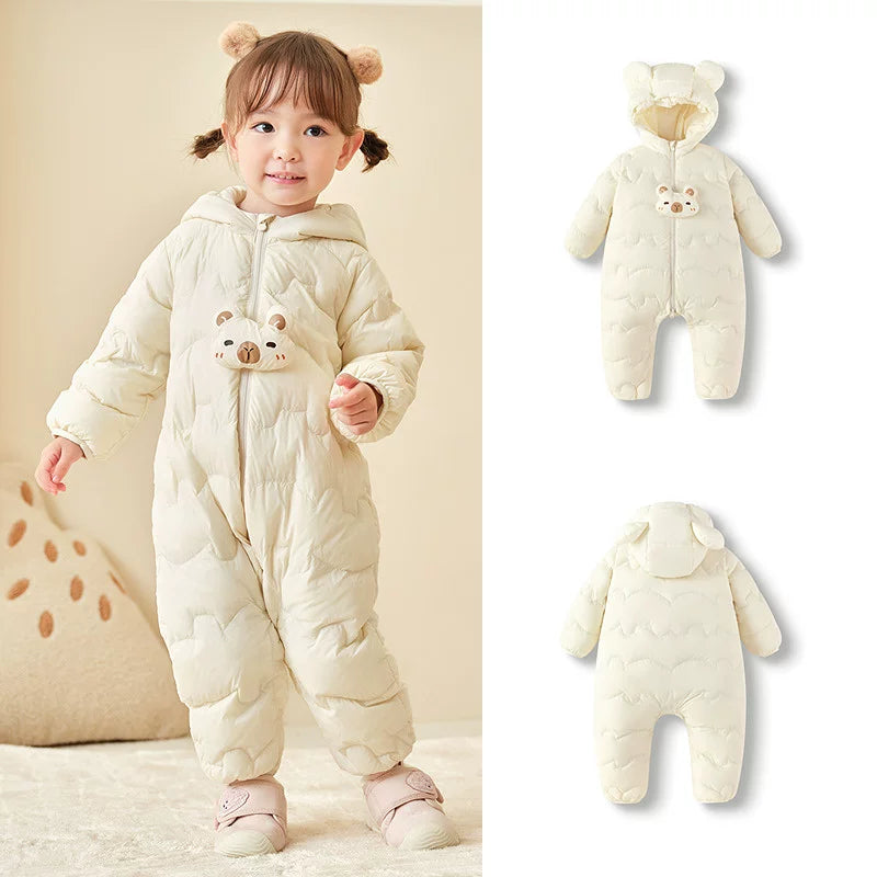 Balabala uşaq yüngül aşağı gödəkçəsi, oğlan və qızlar üçün körpə bodi, 2025 yeni model, körpələr üçün şirin qış geyimləri.