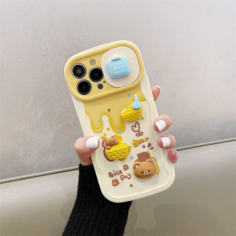Pendir Pendir Ayı sürüşmə pəncərəsi Apple 14promax mobil telefon qutusu iphone13/16p11 yumşaq qabıq 17 cizgi filmi 14pro qadın modeli 13promax hər şey daxil 12pro silikon 15 düşməyə qarşı