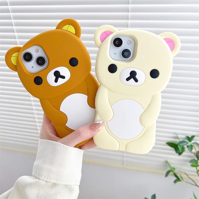 iPhone 16 promax üçün şirin cizgi filmi Rilakkuma ayı telefon qabı
