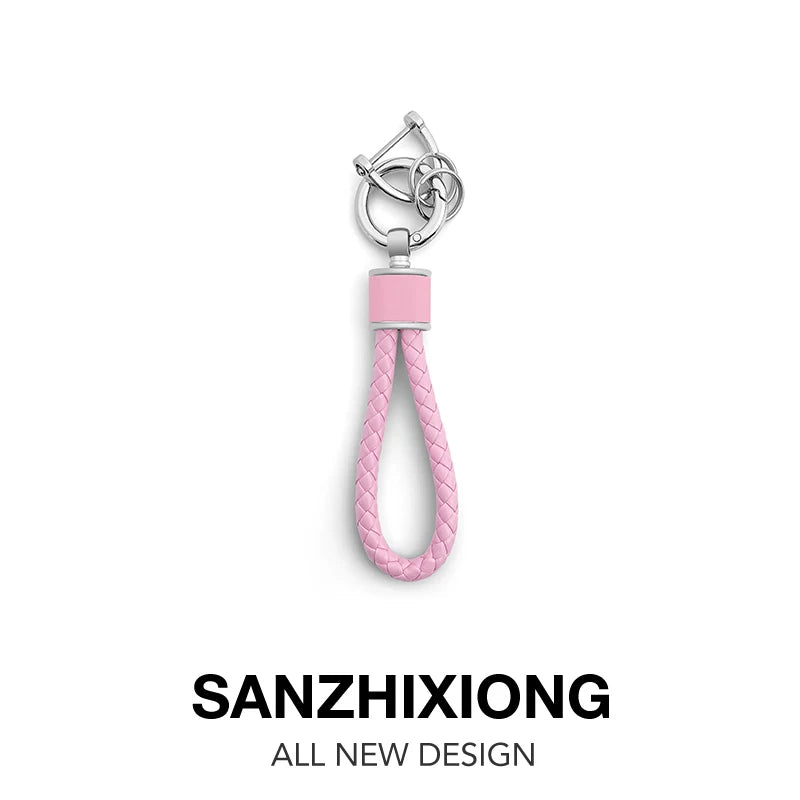 Simple braced car keychain chain, stylish keyring, creative car key hanger, car key rope